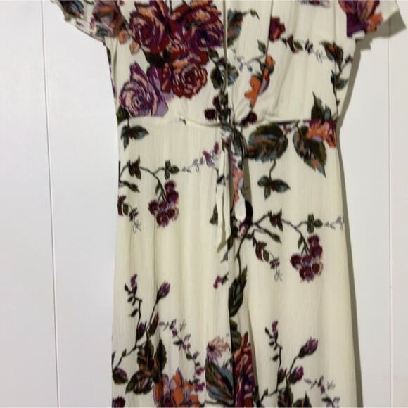 Third Bird Nest Cream and Floral 100% Rayon Flutter Sleeve Jumper Size Small - Picture 3 of 10